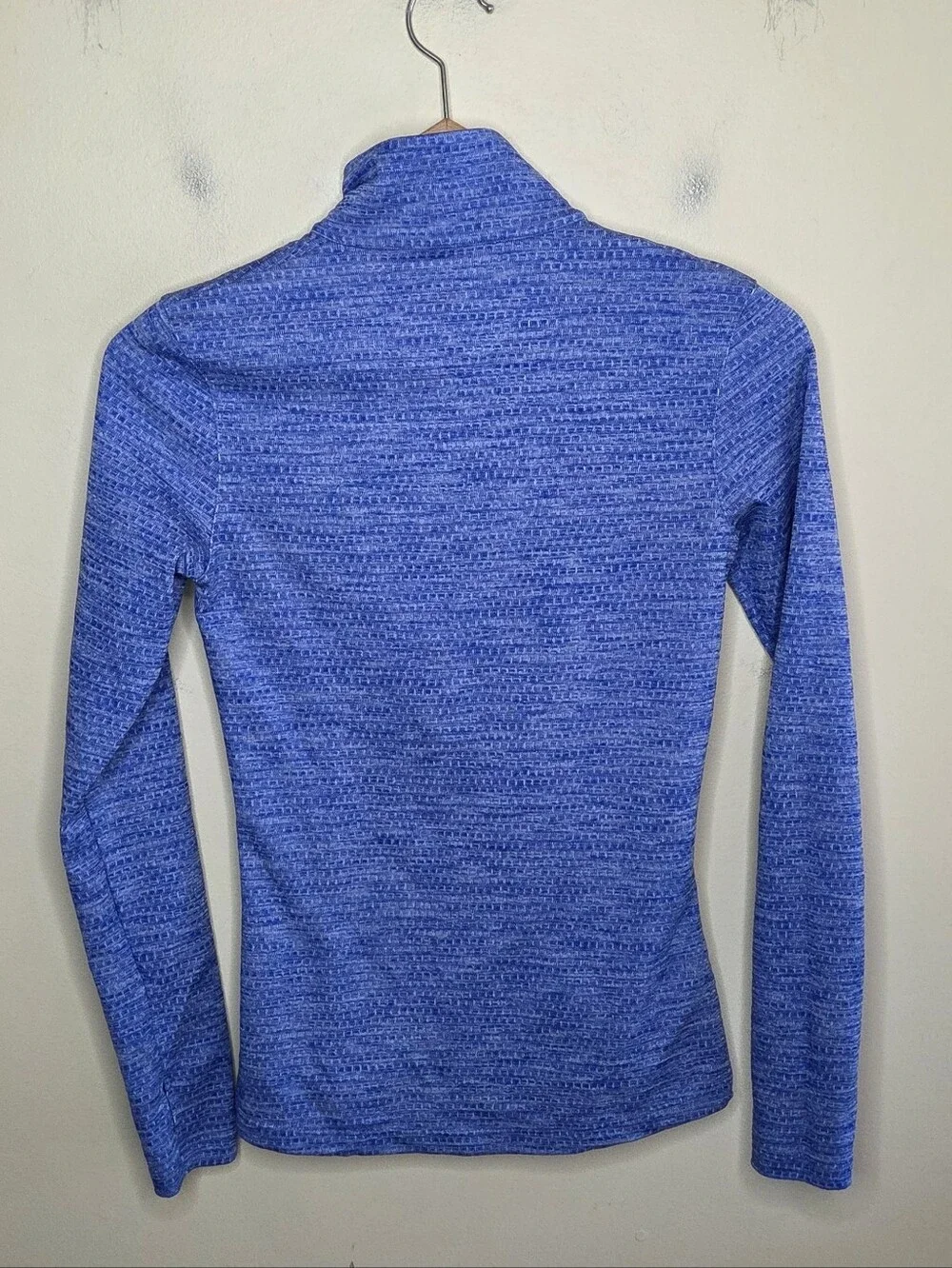 Nike Dri-Fit Heathered Blue 1/4 Zip Fitted Pullover Size XS Sporty Running Gym